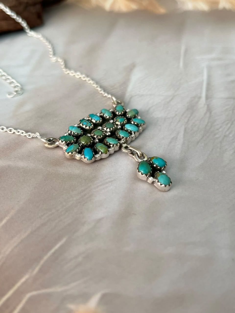Handmade Sterling Silver Kingman Turquoise Necklace Signed Nizhoni