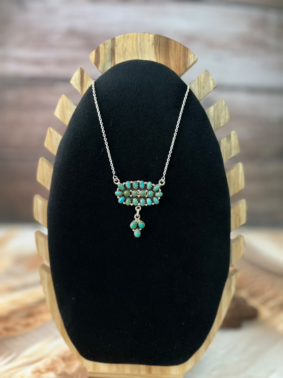 Handmade Sterling Silver Kingman Turquoise Necklace Signed Nizhoni