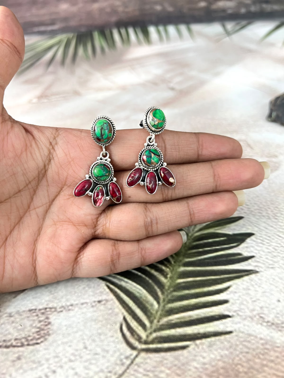 Handmade Sterling Silver Christmas Dahlia Collection: Post Dangle Earrings Signed Nizhoni