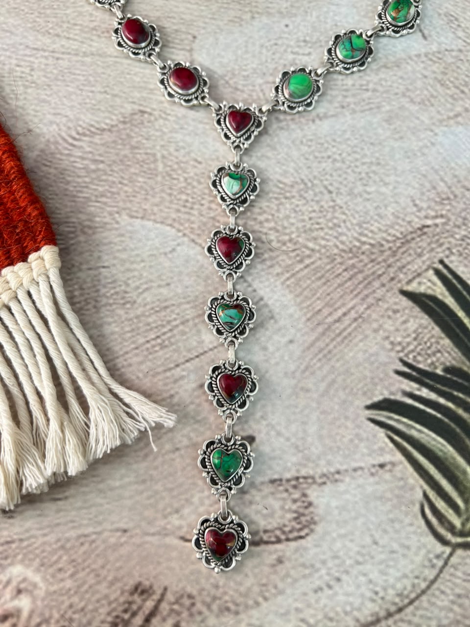 Handmade Sterling Silver Christmas Dahlia Collection: Drop Necklace Signed Nizhoni