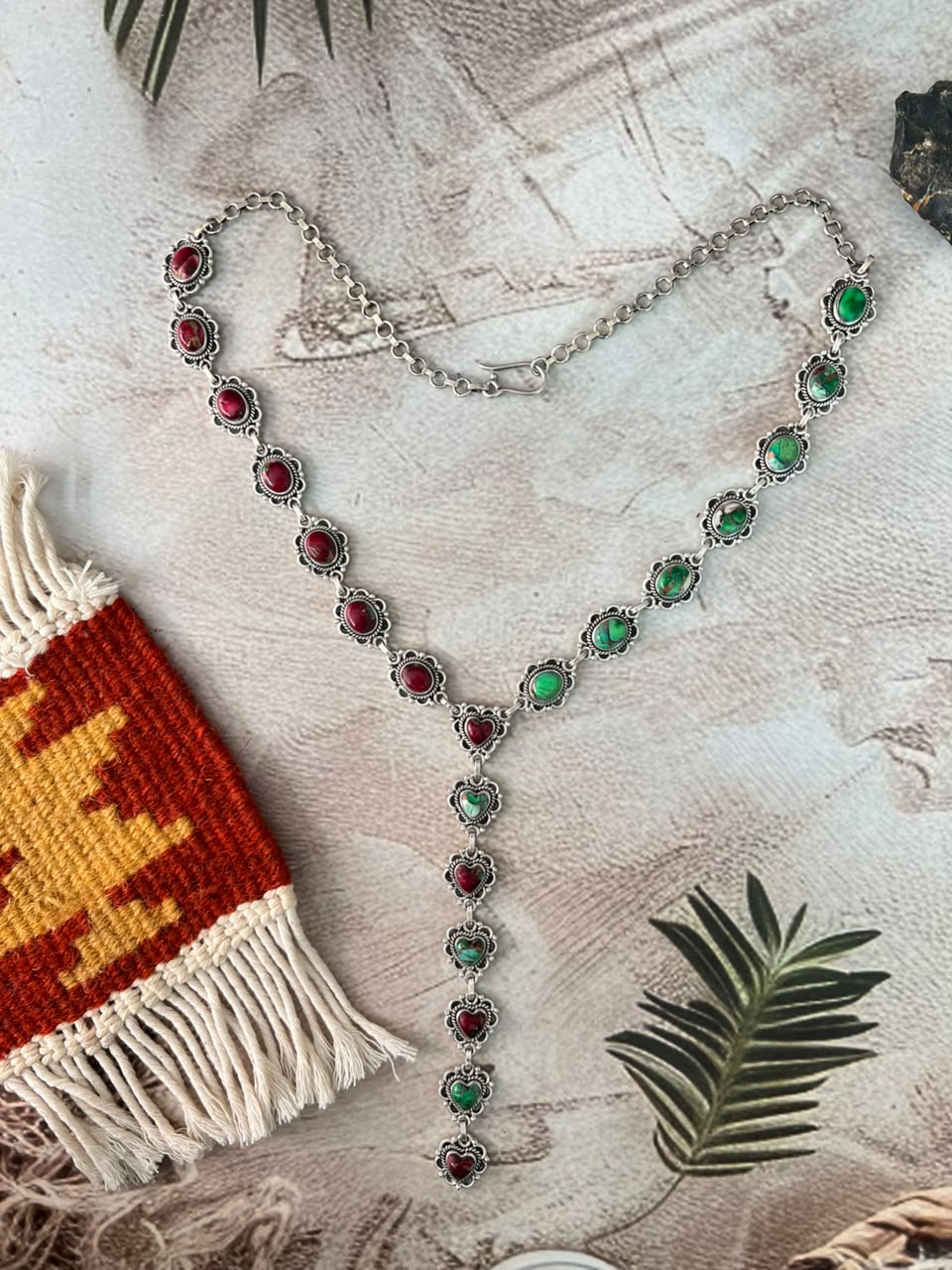 Handmade Sterling Silver Christmas Dahlia Collection: Drop Necklace Signed Nizhoni