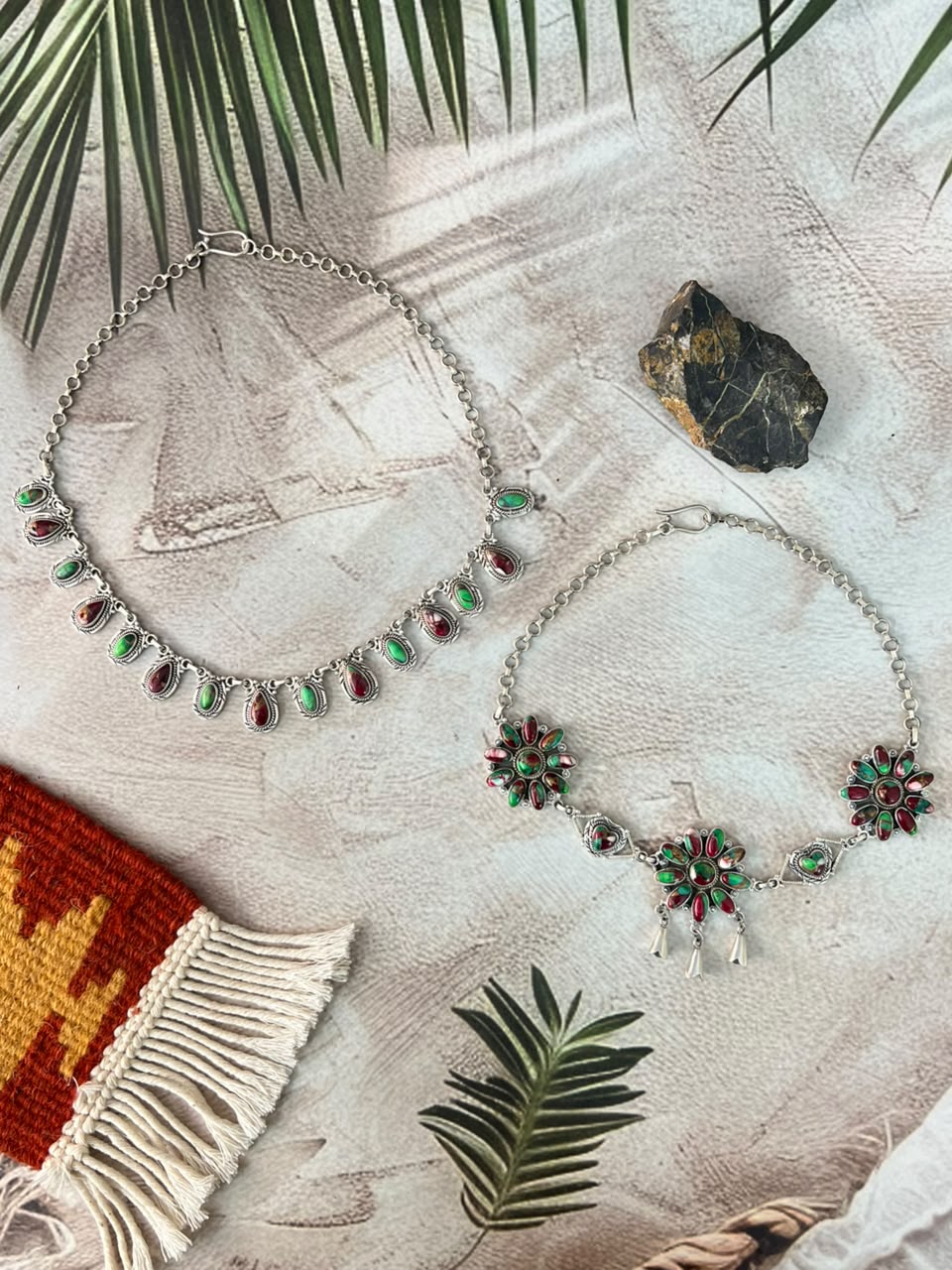 Handmade Sterling Silver Christmas Dahlia Collection: Necklace Signed Nizhoni