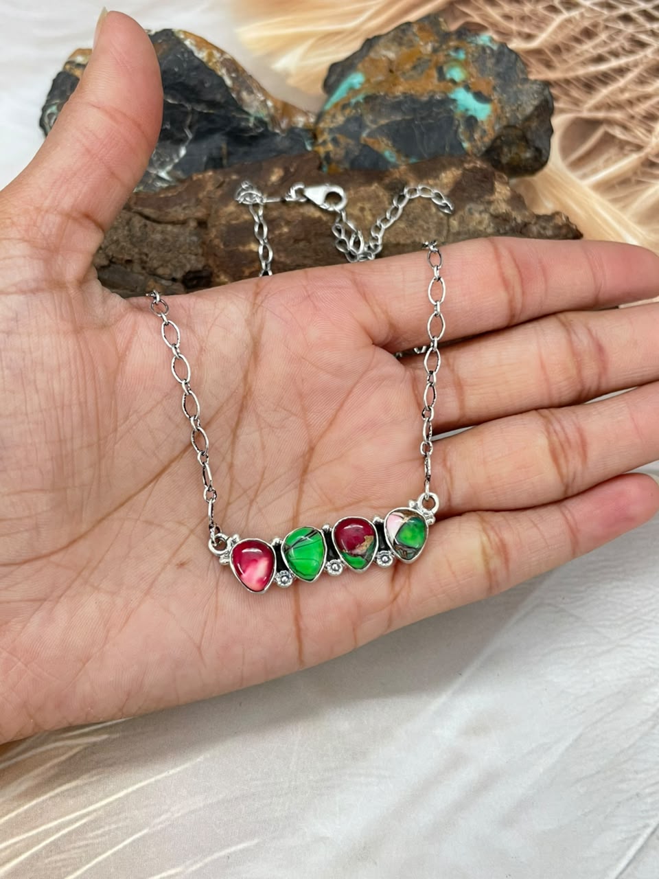 Handmade Sterling Silver Christmas Dahlia Collection: Necklace Signed Nizhoni