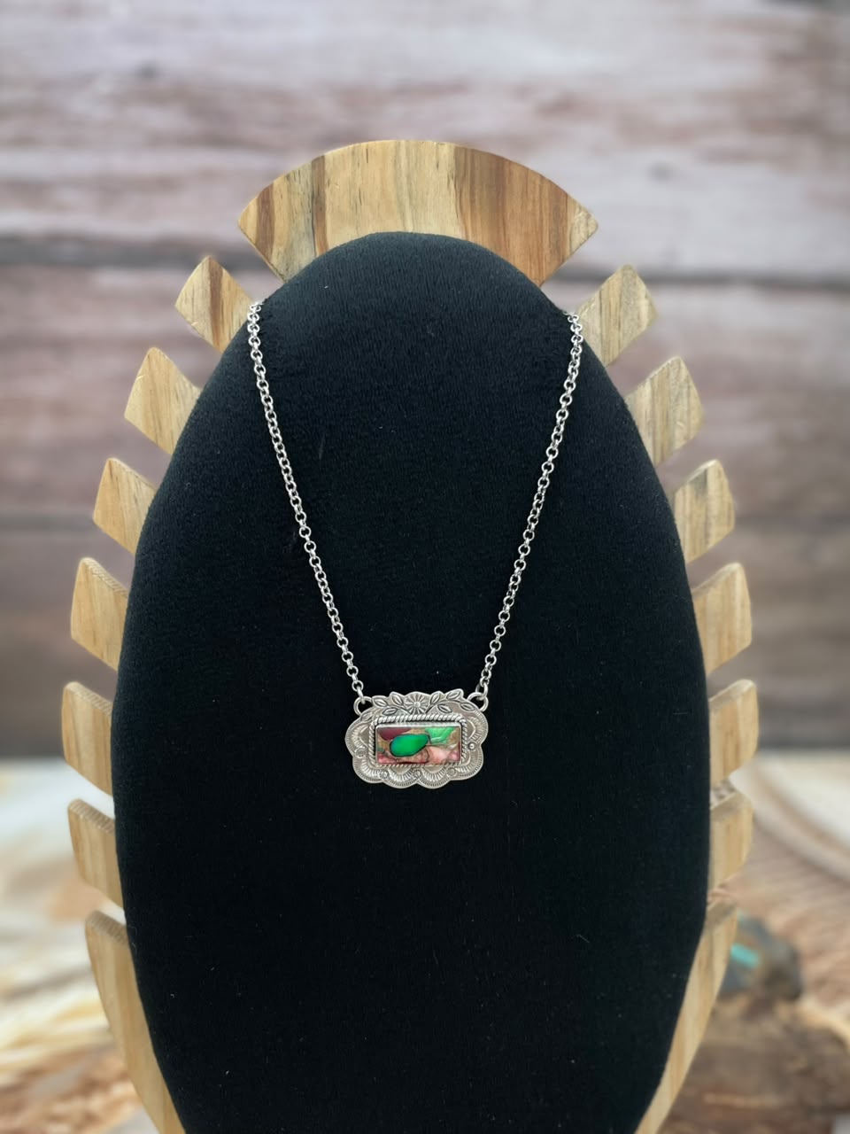 Handmade Sterling Silver Christmas Dahlia Collection: Bar Necklace Signed Nizhoni