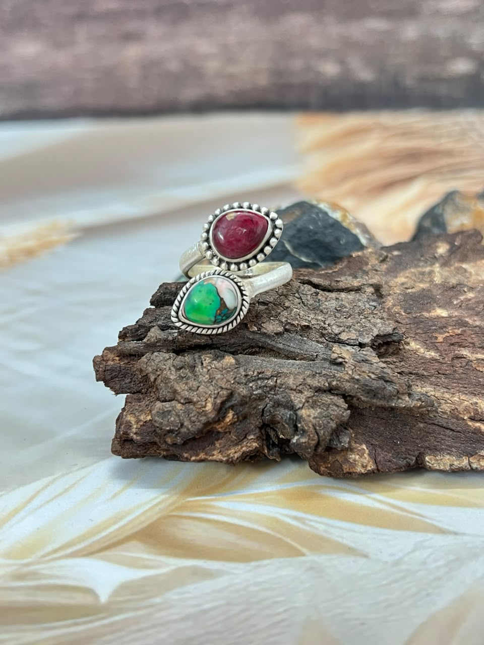 Handmade Sterling Silver Christmas Dahlia Collection: Adjustable Ring Signed Nizhoni