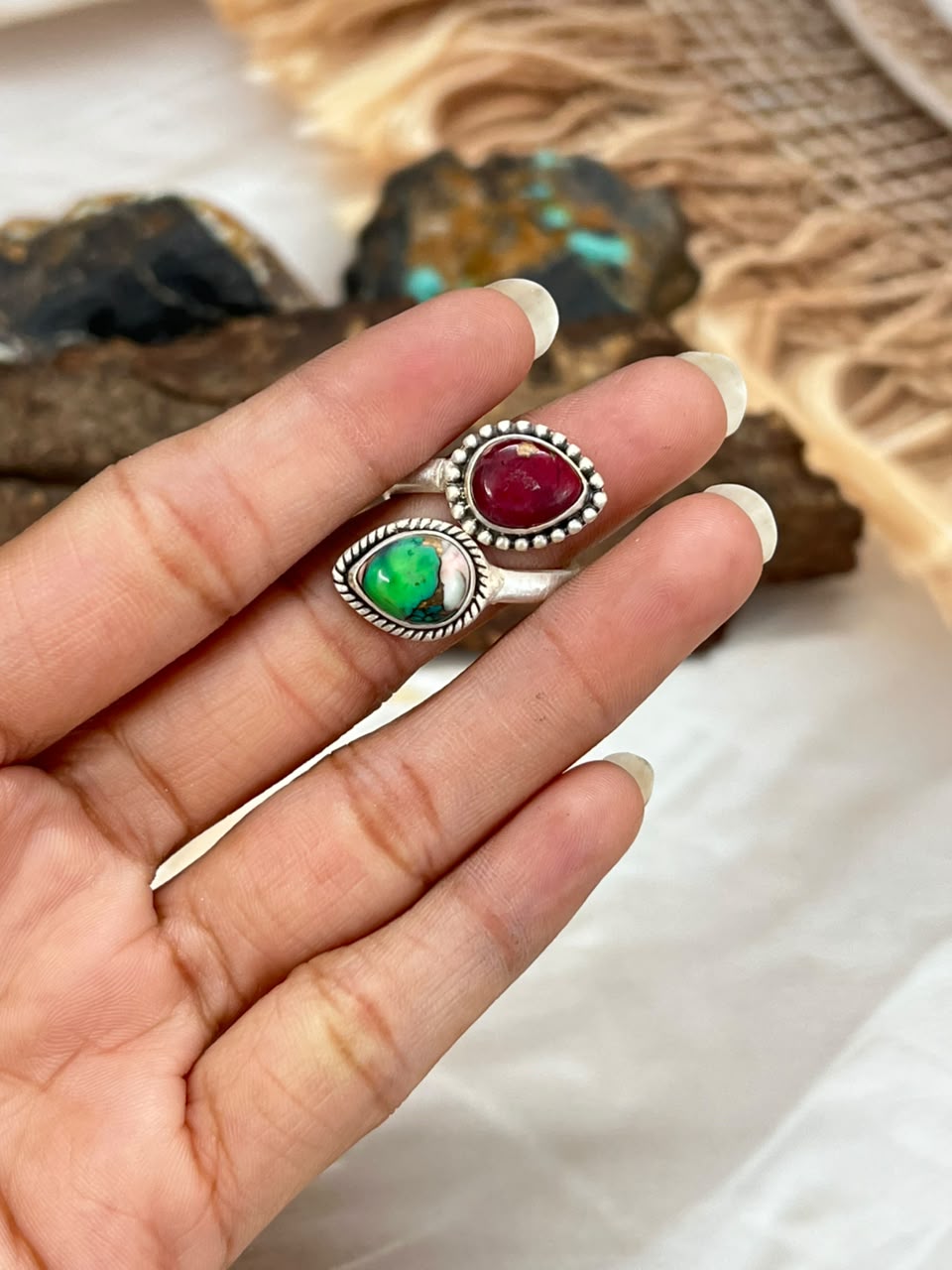 Handmade Sterling Silver Christmas Dahlia Collection: Adjustable Ring Signed Nizhoni