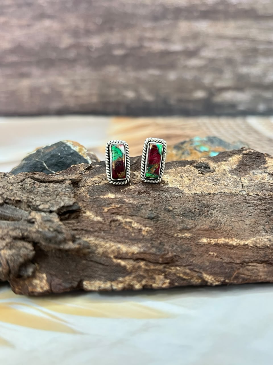Handmade Sterling Silver Christmas Dahlia Collection: Post Studs Earrings Signed Nizhoni