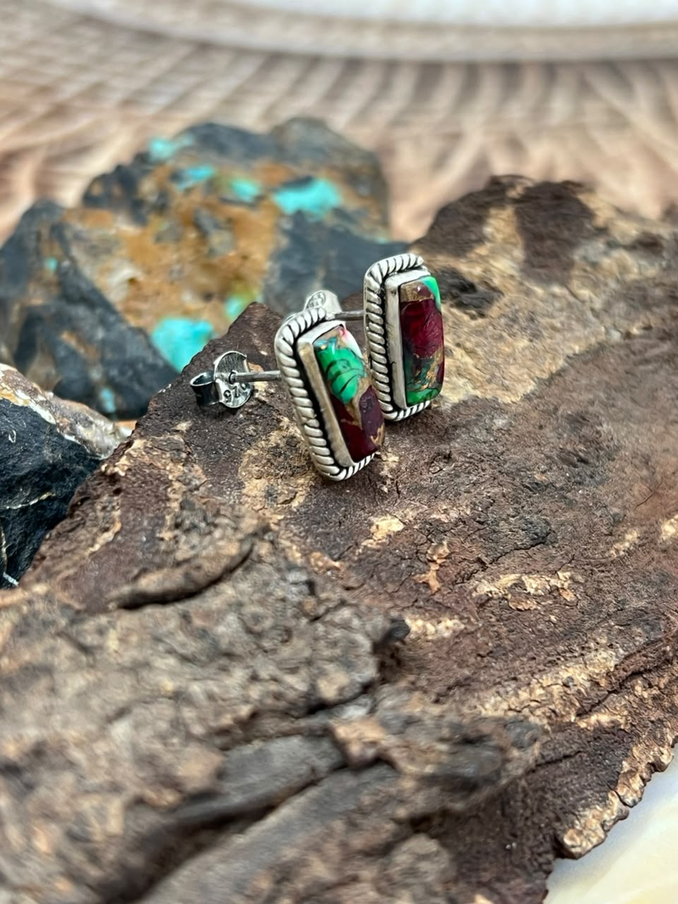 Handmade Sterling Silver Christmas Dahlia Collection: Post Studs Earrings Signed Nizhoni
