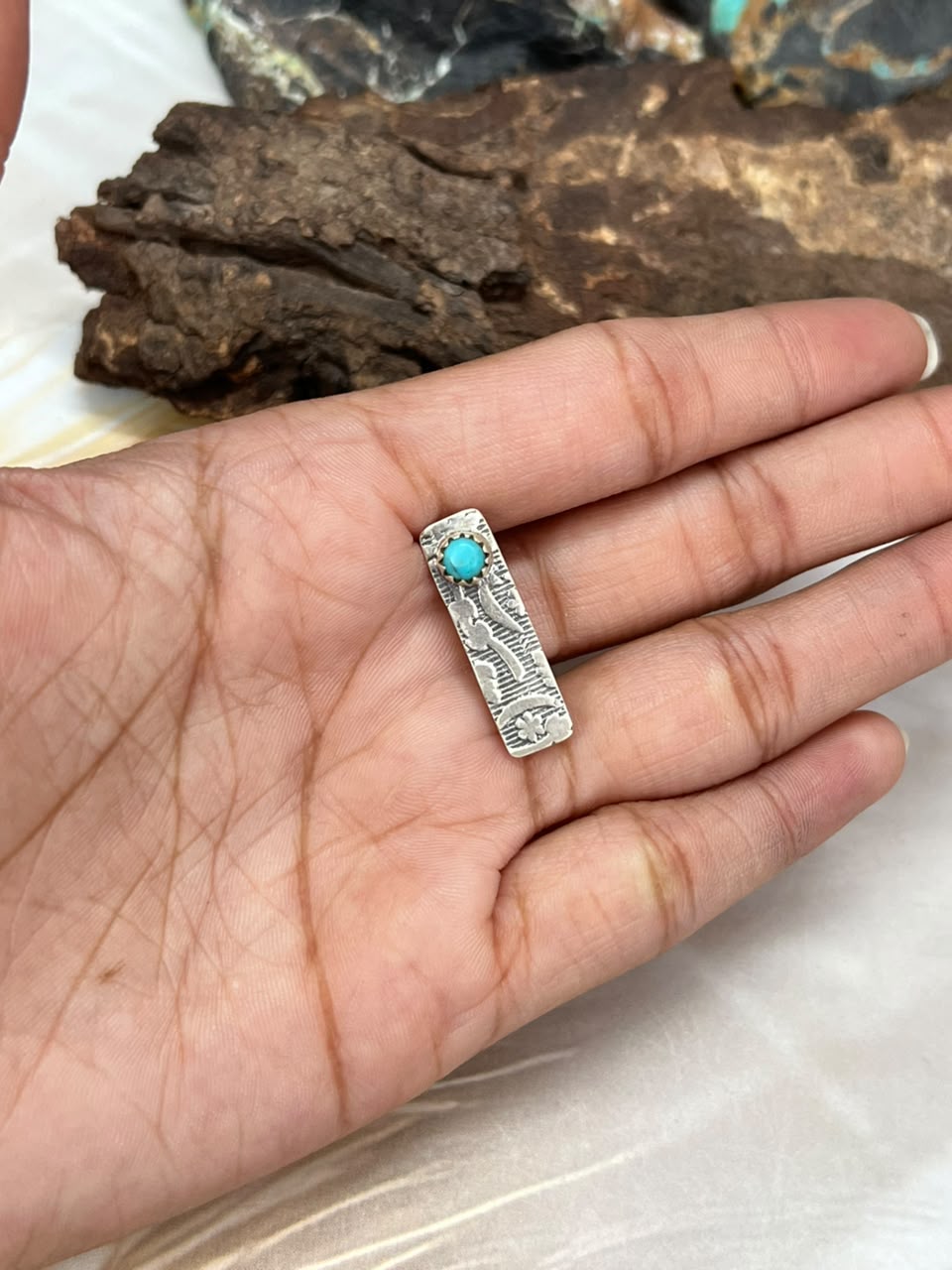 Handmade Sterling Silver Kingman Turquoise Watch Charm Signed Nizhoni