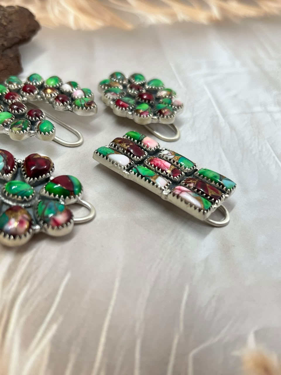 Handmade Sterling Silver Christmas Dahlia Collection: Purse Key Clip Signed Nizhoni