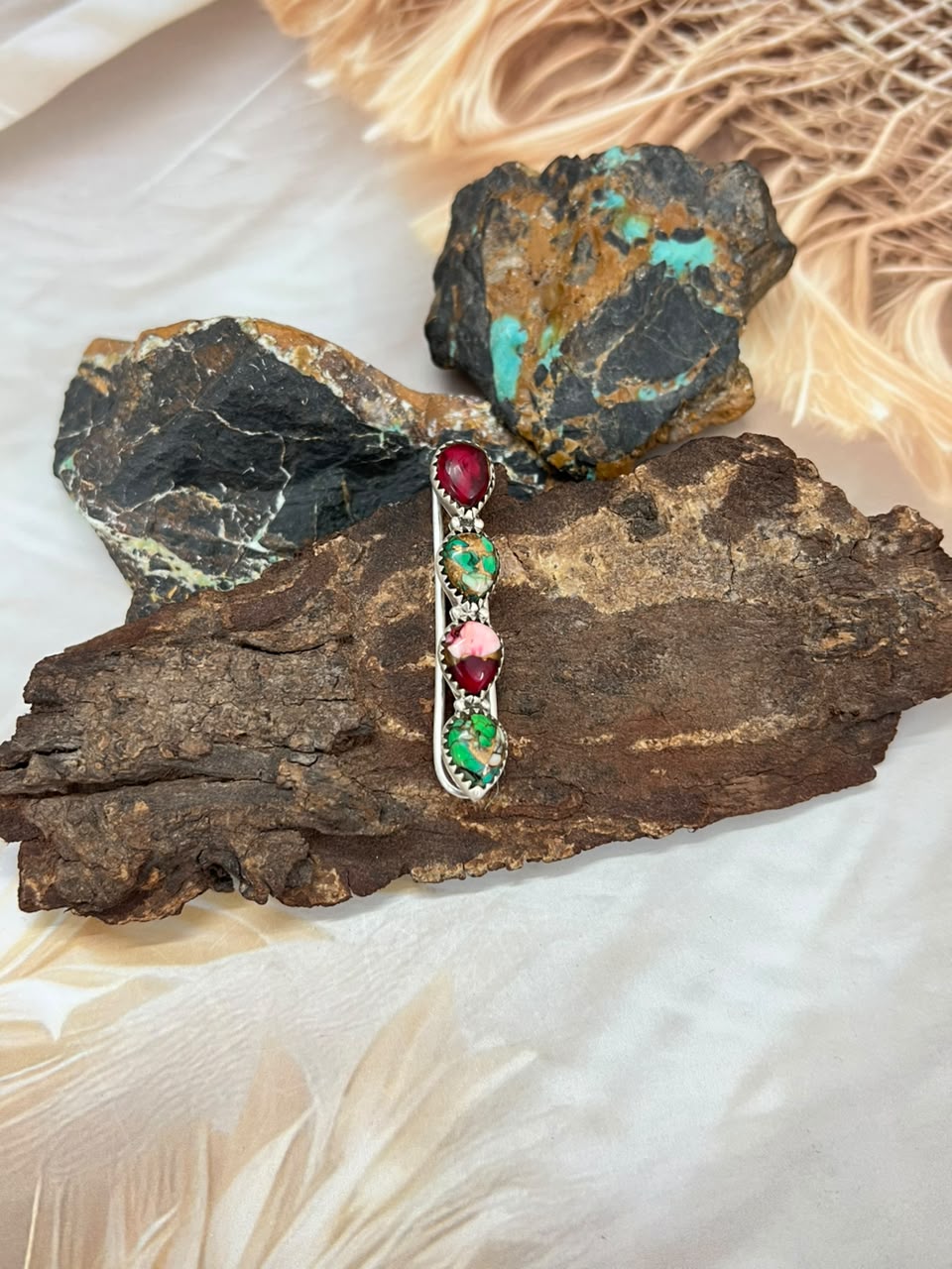 Handmade Sterling Silver Christmas Dahlia Collection: Purse Key Clip Signed Nizhoni