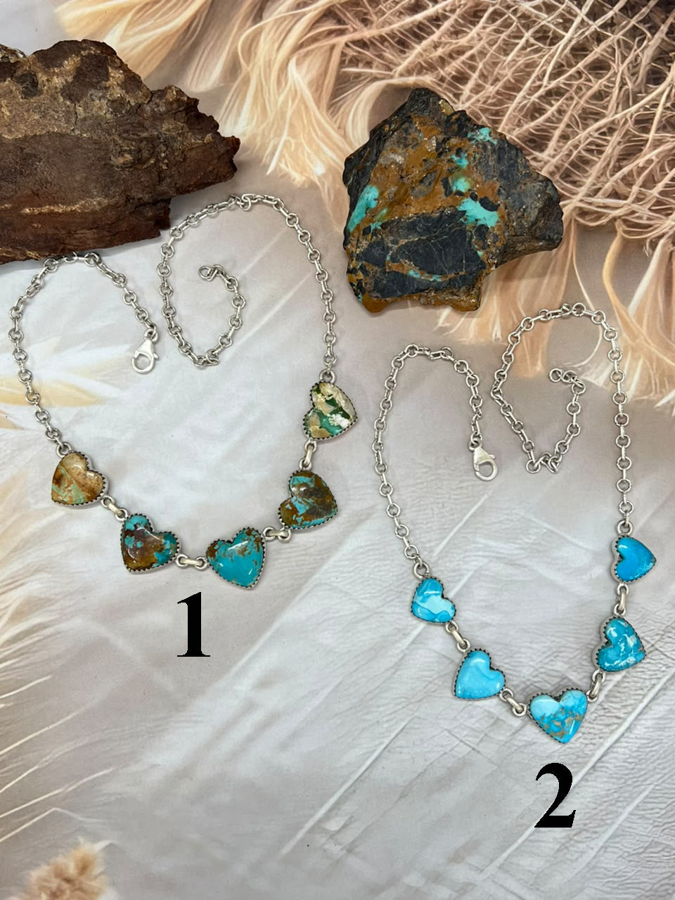 Handmade Sterling Silver Sierra Bella and Royston Turquoise Heart Necklace Signed Nizhoni