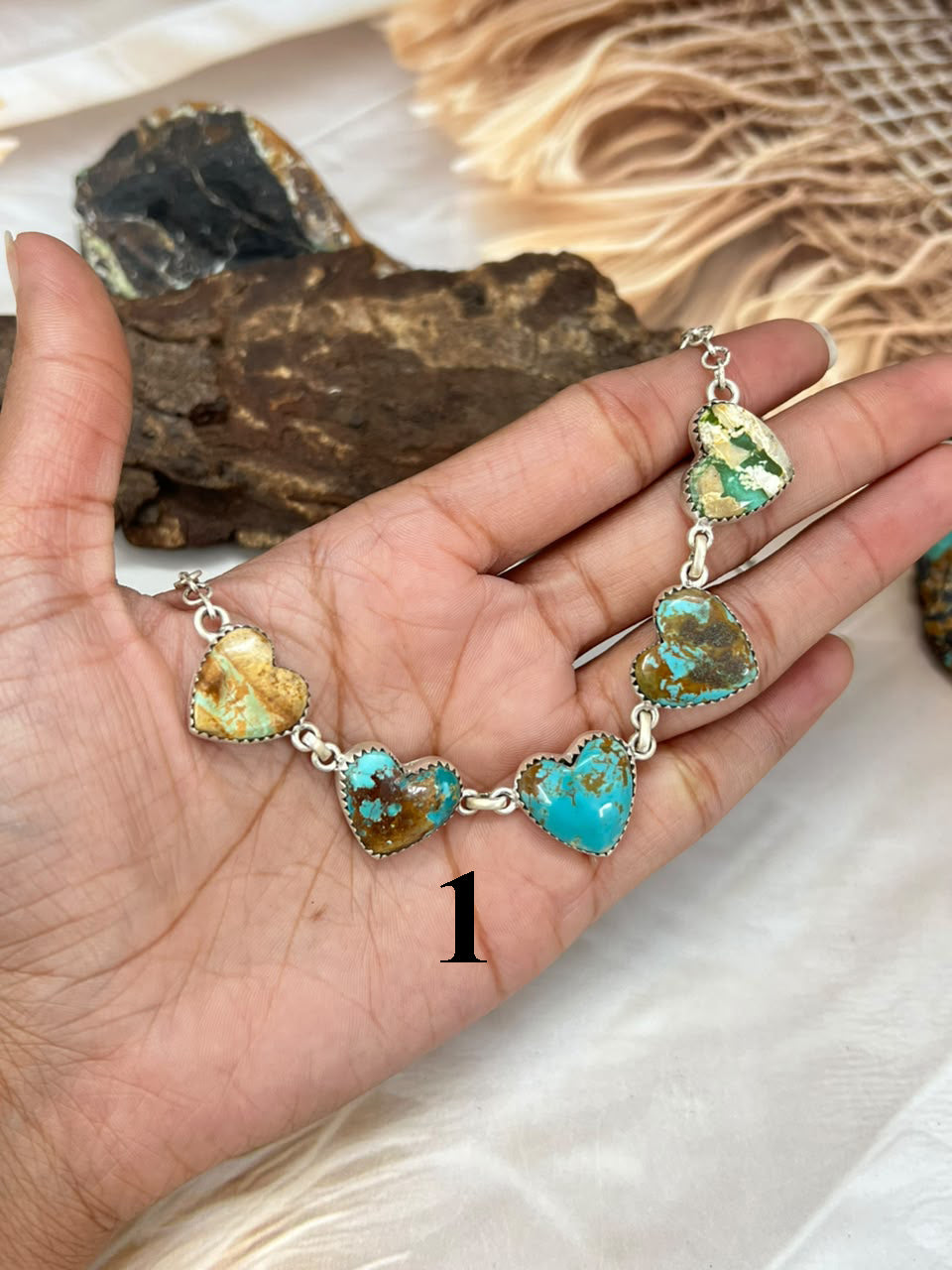 Handmade Sterling Silver Sierra Bella and Royston Turquoise Heart Necklace Signed Nizhoni