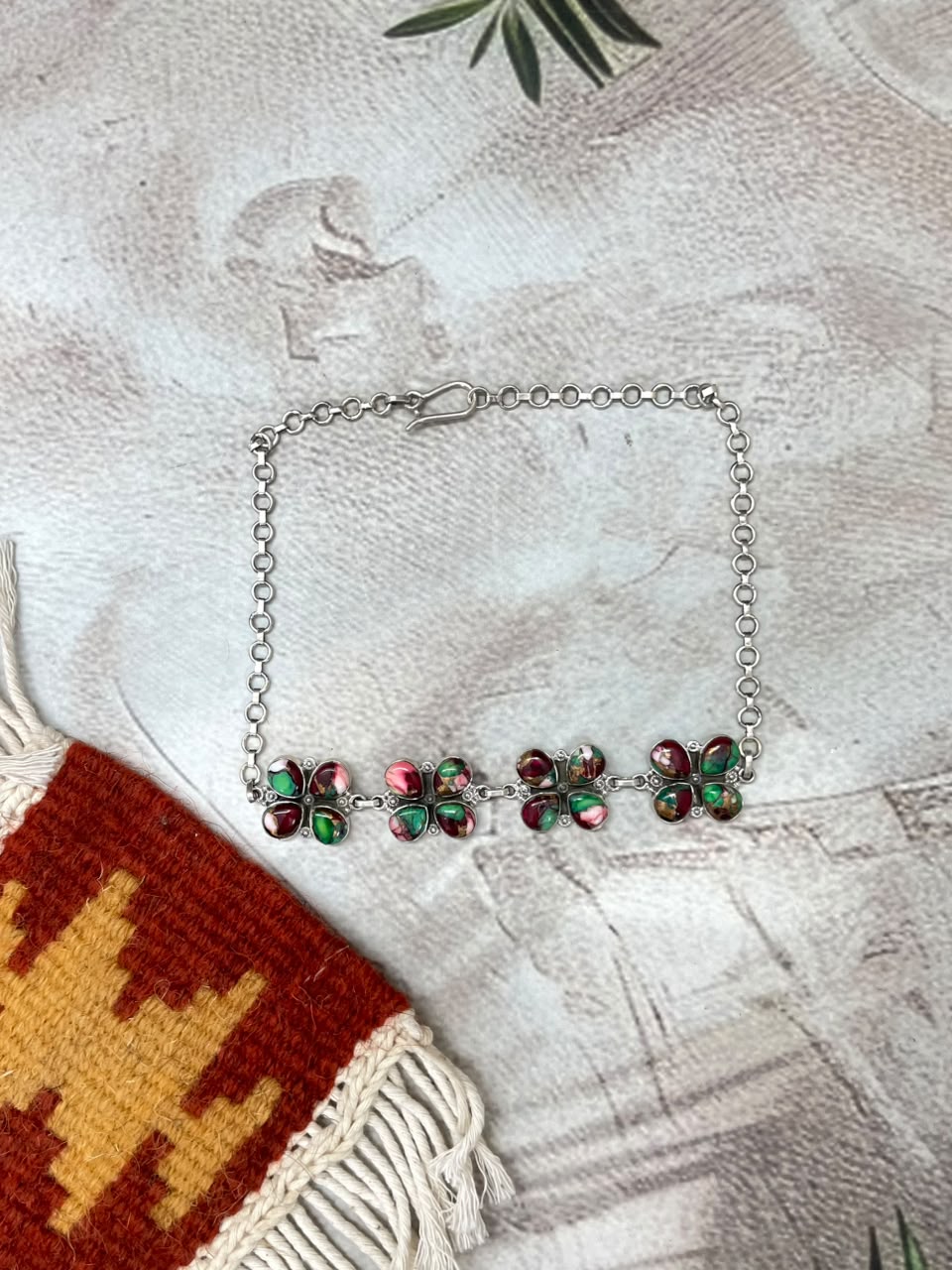 Handmade Sterling Silver Christmas Dahlia Collection: Choker Necklace Signed Nizhoni