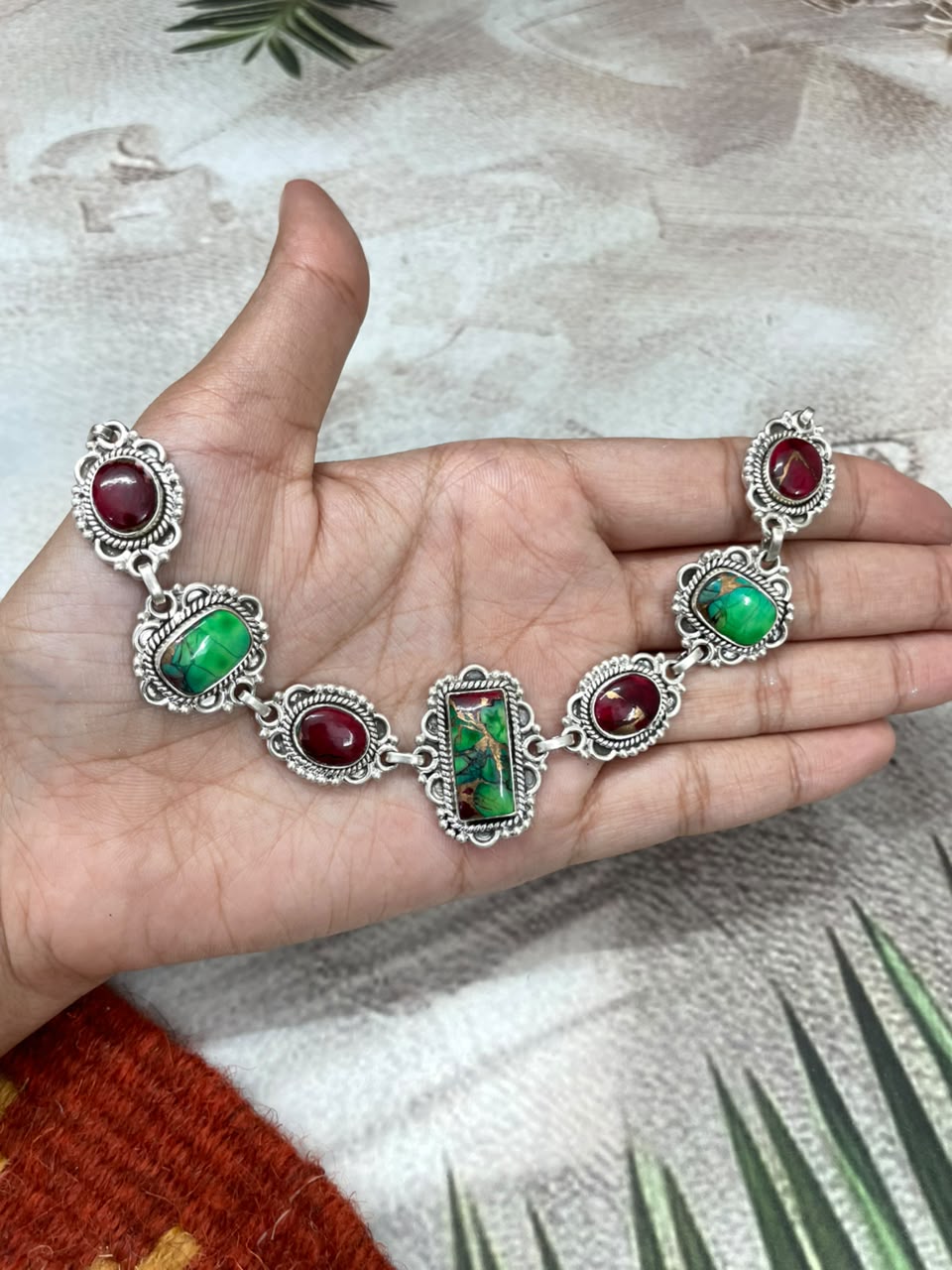 Handmade Sterling Silver Christmas Dahlia Collection: Choker Necklace Signed Nizhoni
