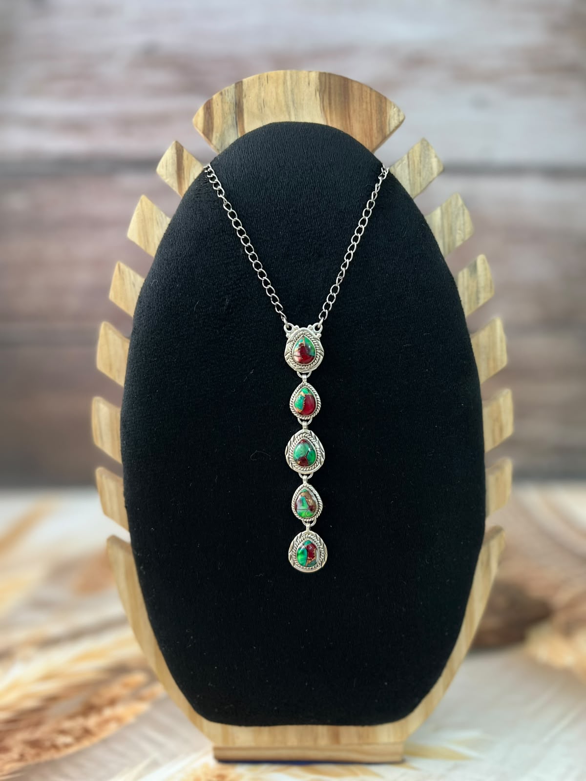 Handmade Sterling Silver Christmas Dahlia Collection: Drop Necklace Signed Nizhoni