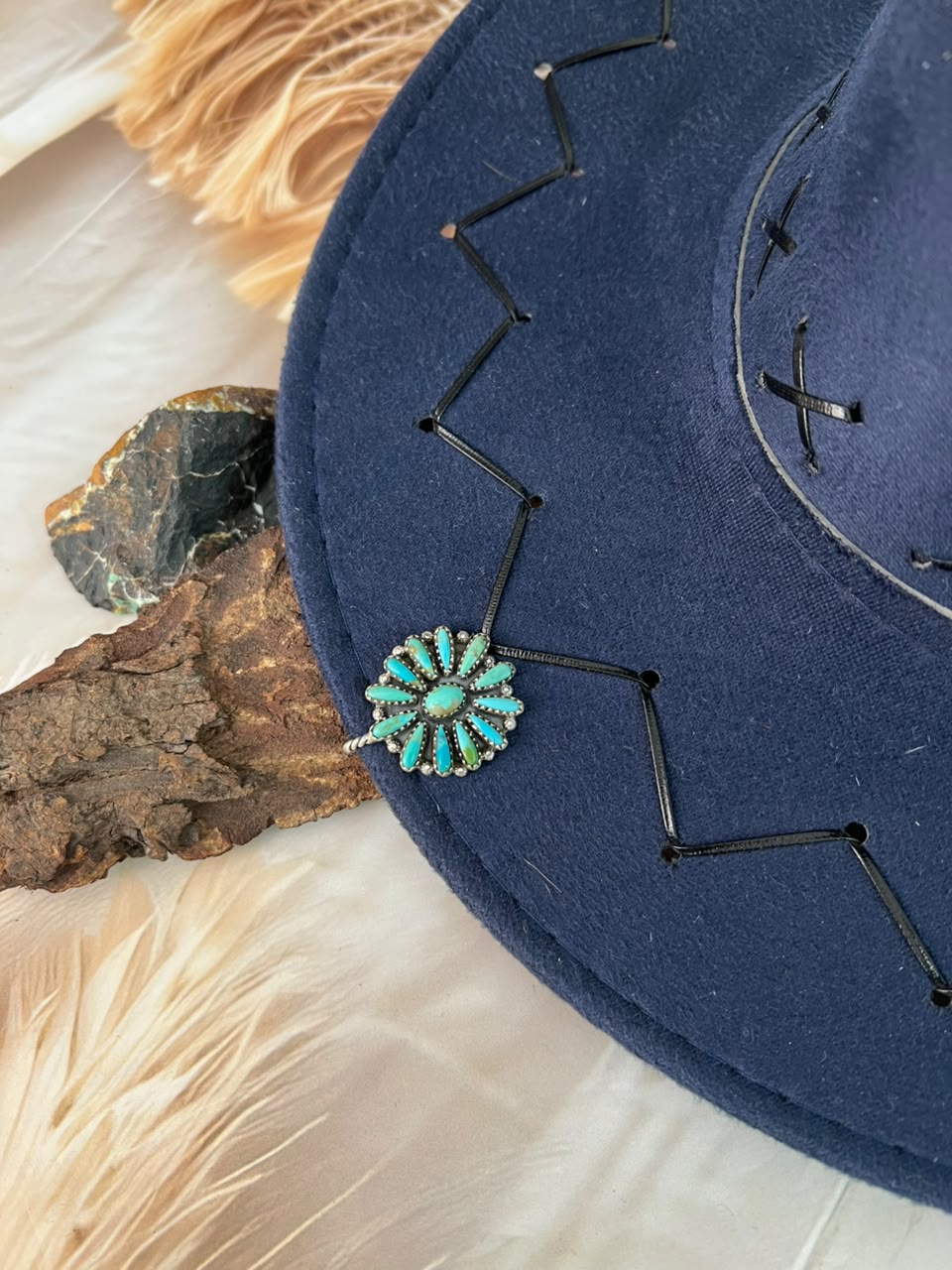 Handmade Sterling Silver Kingman Turquoise Hat Pin Signed Nizhoni