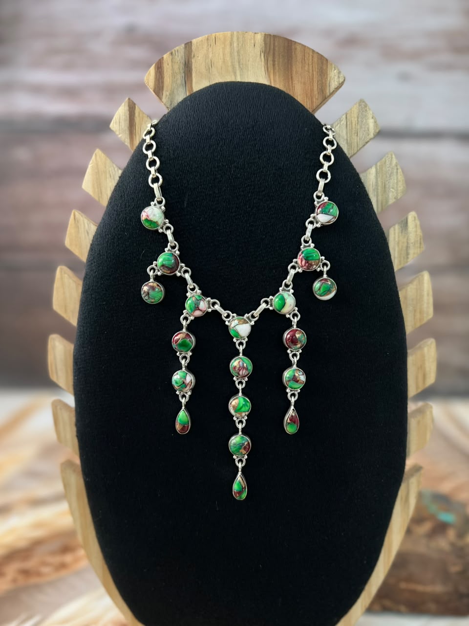 Handmade Sterling Silver Christmas Dahlia Collection: Choker Necklace Signed Nizhoni