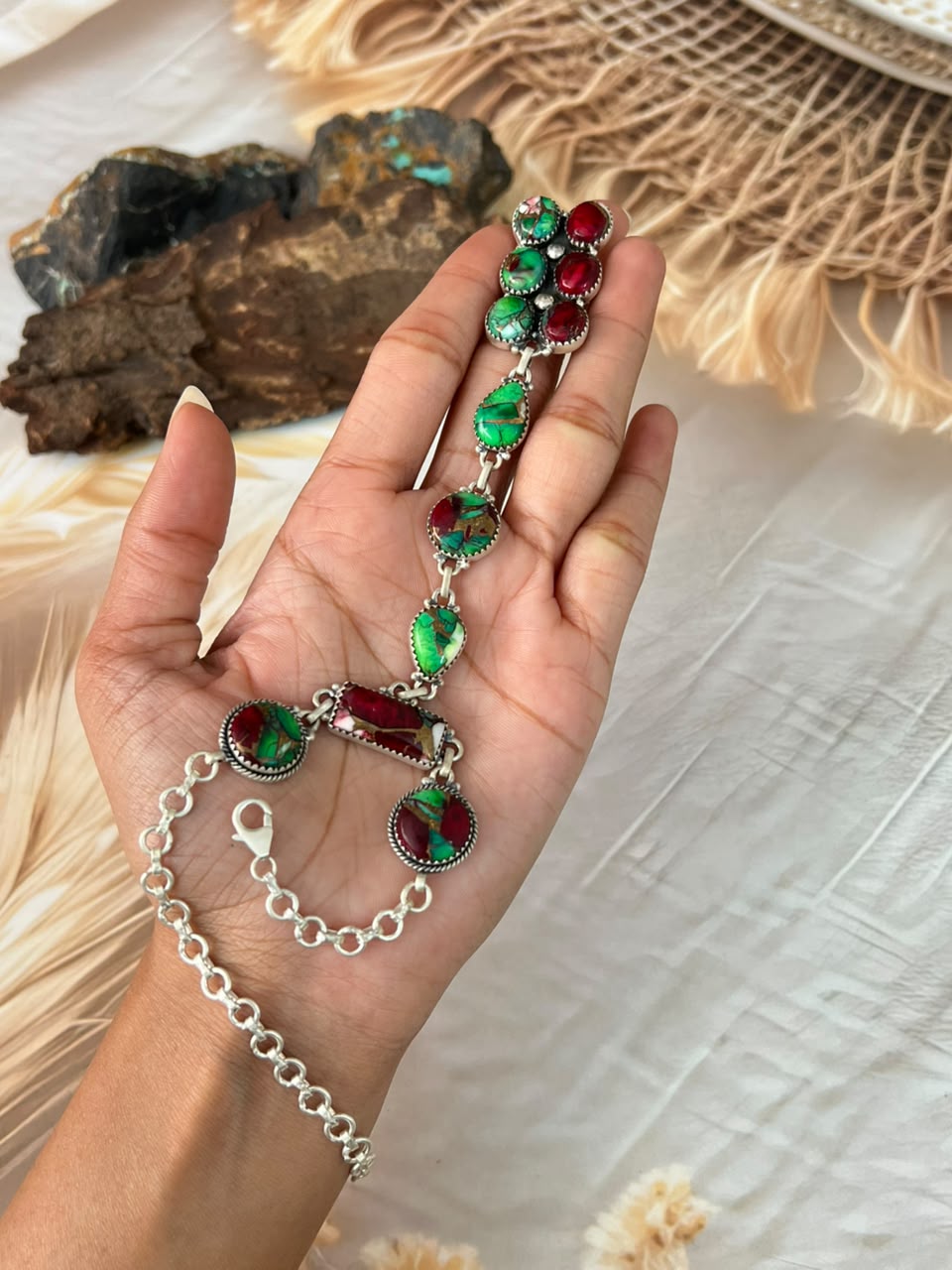 Handmade Sterling Silver Christmas Dahlia Collection: Hand Harness Signed Nizhoni