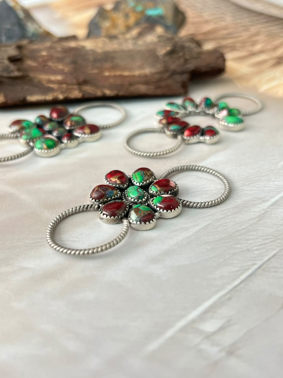 Handmade Sterling Silver Christmas Dahlia Collection: Scarf Charm Signed Nizhoni