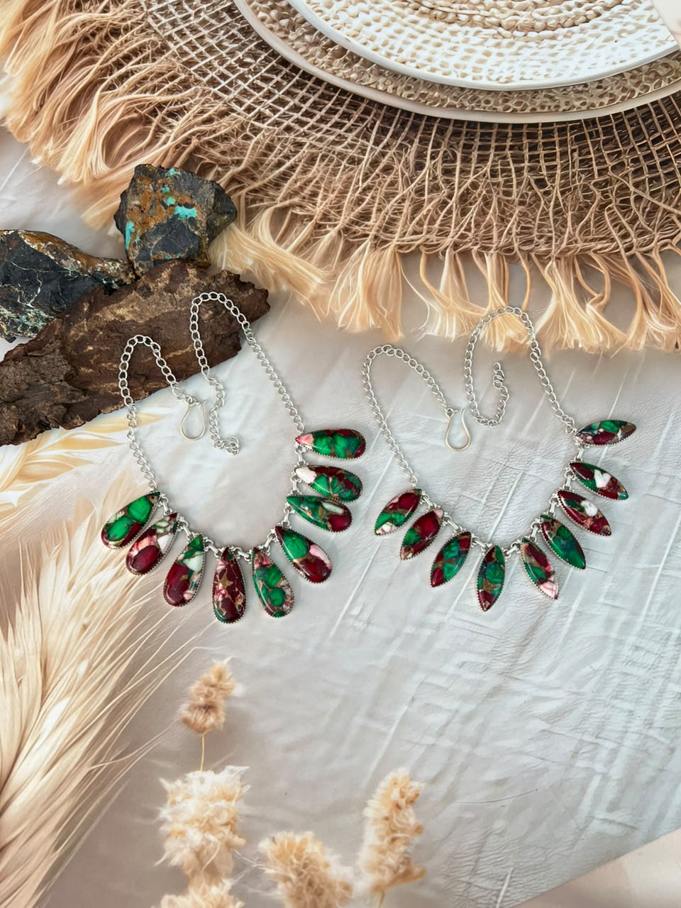 Handmade Sterling Silver Christmas Dahlia Collection: Necklace Signed Nizhoni