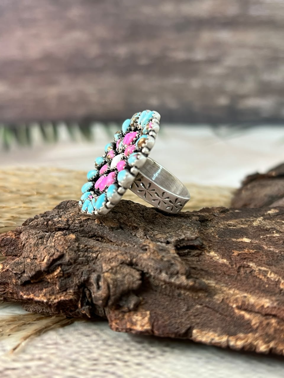 Handmade Sterling Silver Cotton Candy Adjustable Ring Signed Nizhoni