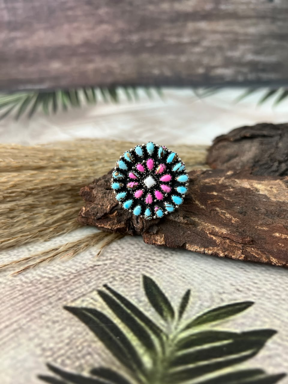 Handmade Sterling Silver Cotton Candy Adjustable Ring Signed Nizhoni