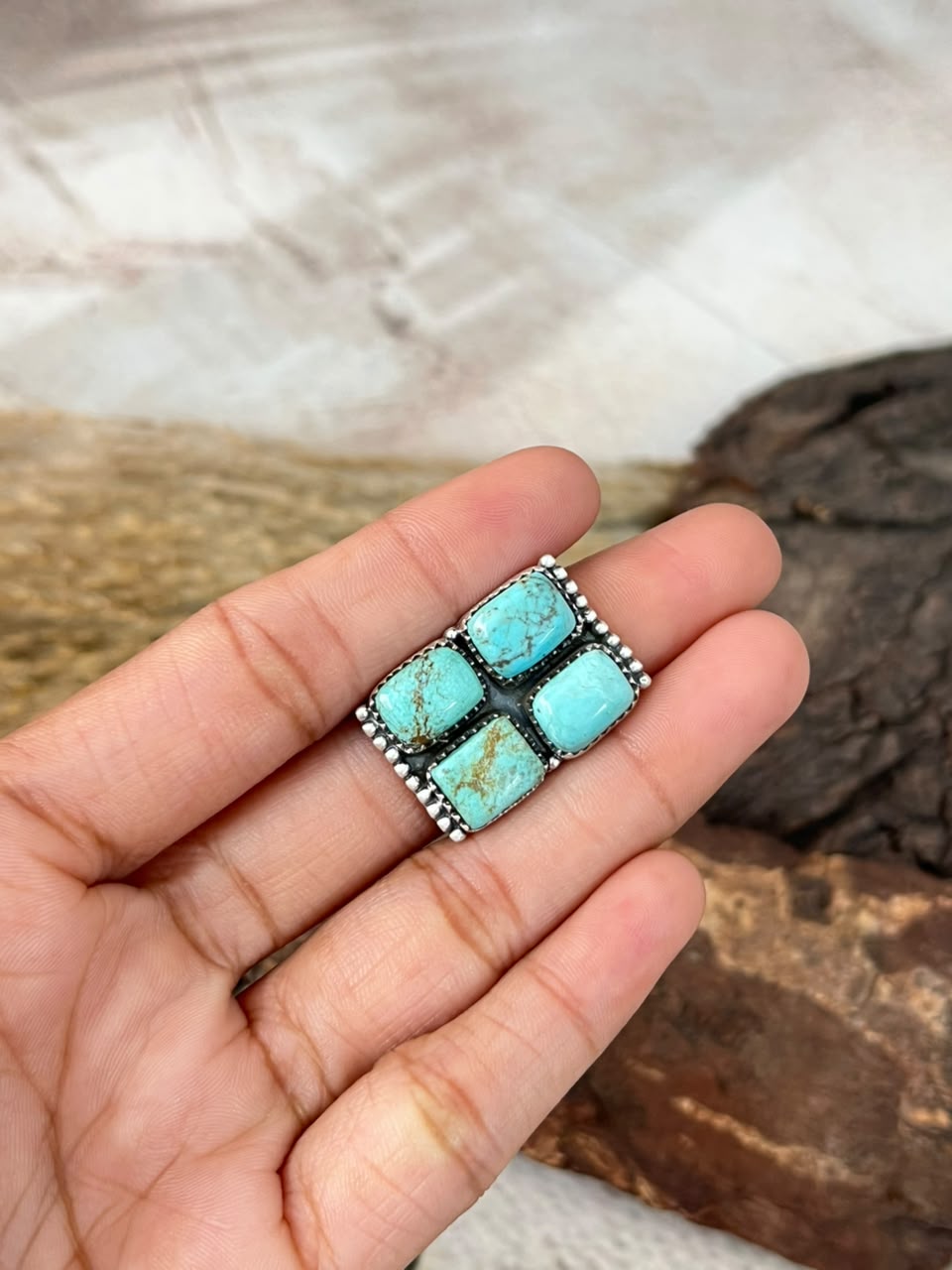 Handmade Sterling Silver Number 8 Turquoise Adjustable Ring Signed Nizhoni (5)