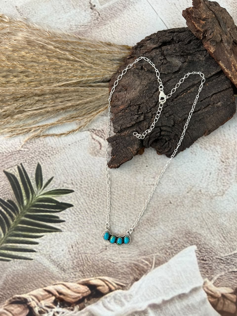 Handmade Sterling Silver Kingman Turquoise Necklace Signed Nizhoni