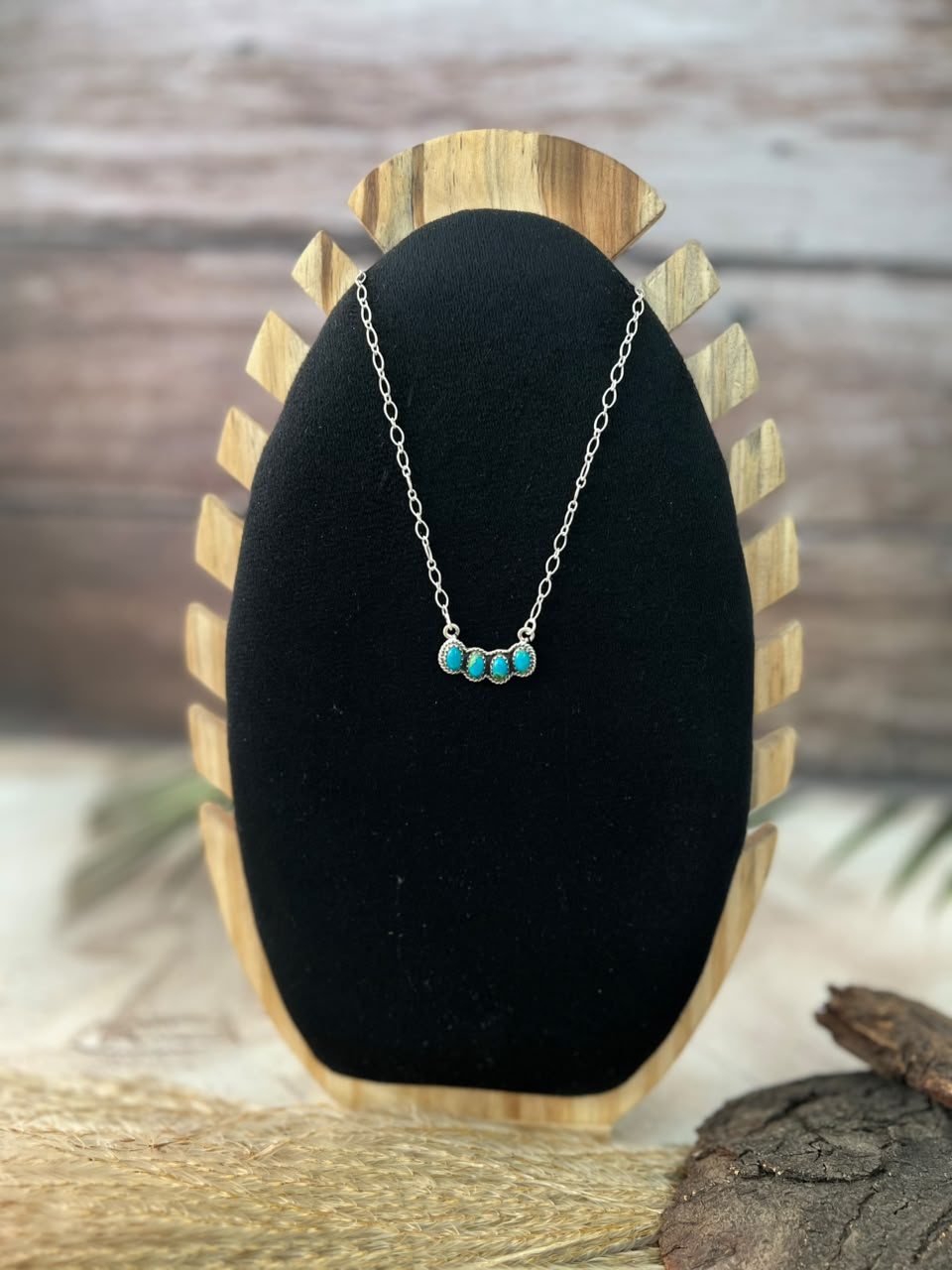 Handmade Sterling Silver Kingman Turquoise Necklace Signed Nizhoni