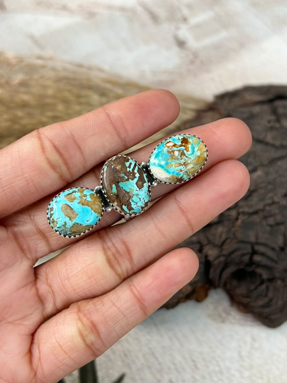 Handmade Sterling Silver Royston Turquoise Adjustable Ring Signed Nizhoni (8)