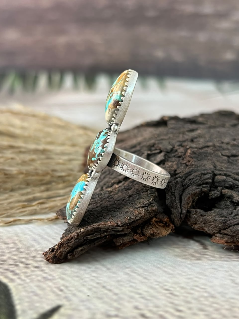 Handmade Sterling Silver Royston Turquoise Adjustable Ring Signed Nizhoni (8)