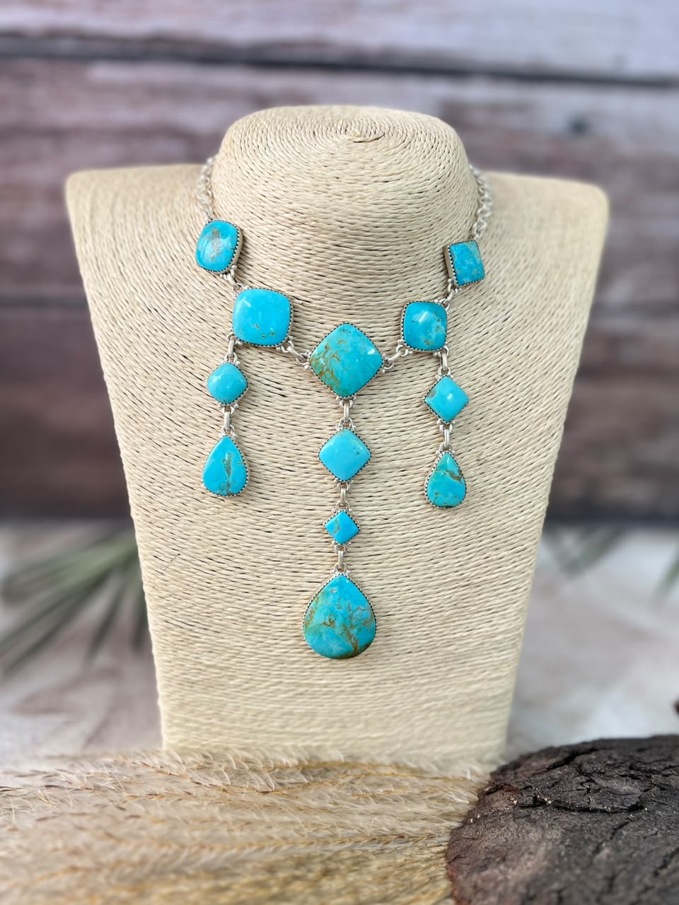 Handmade Sterling Silver Easter Blue Turquoise Choker Necklace Signed Nizhoni