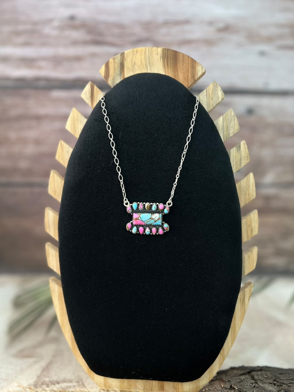 Handmade Sterling Silver Cotton Candy Necklace Signed Nizhoni