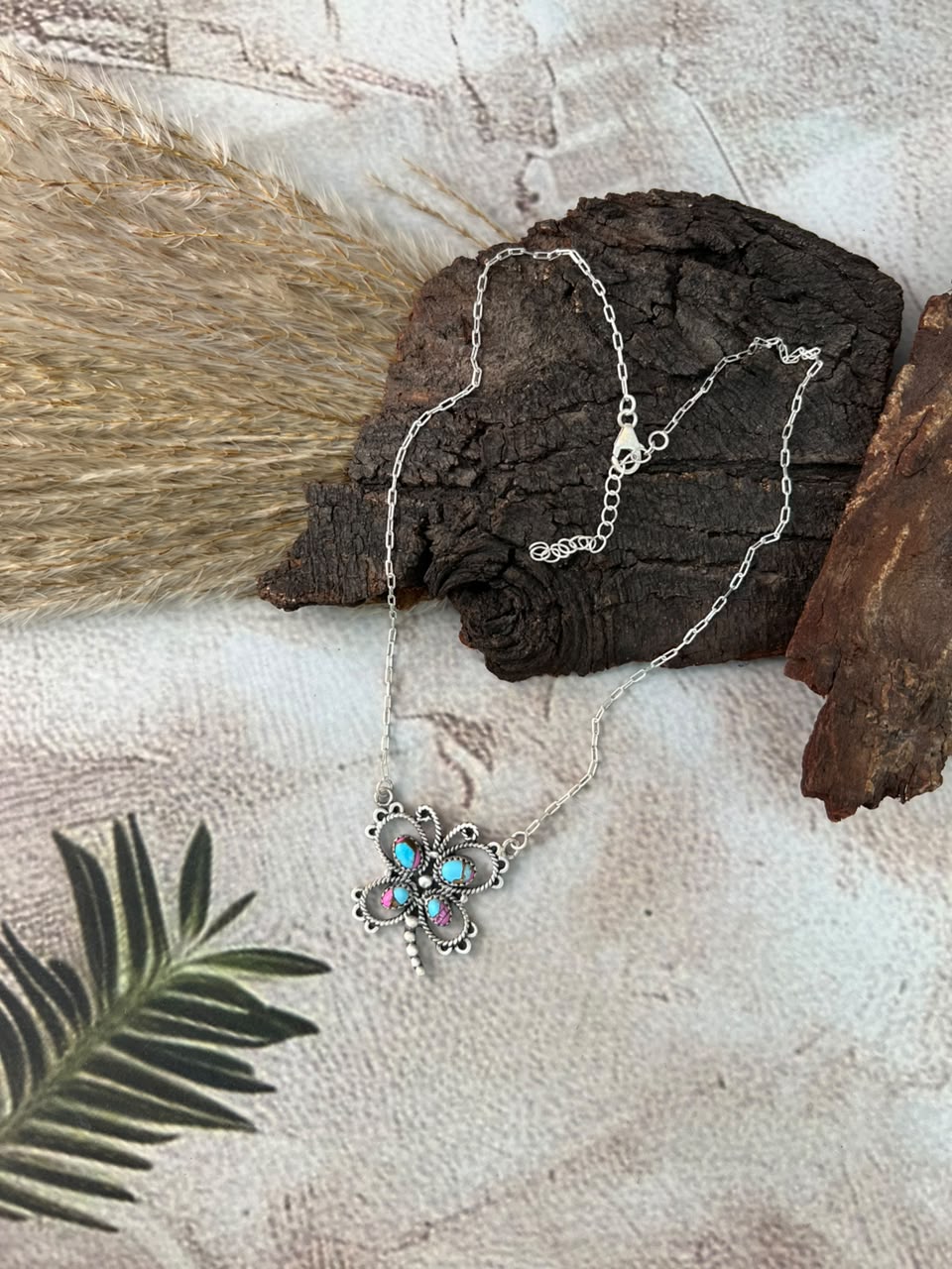 Handmade Sterling Silver Cotton Candy Butterfly Necklace Signed Nizhoni