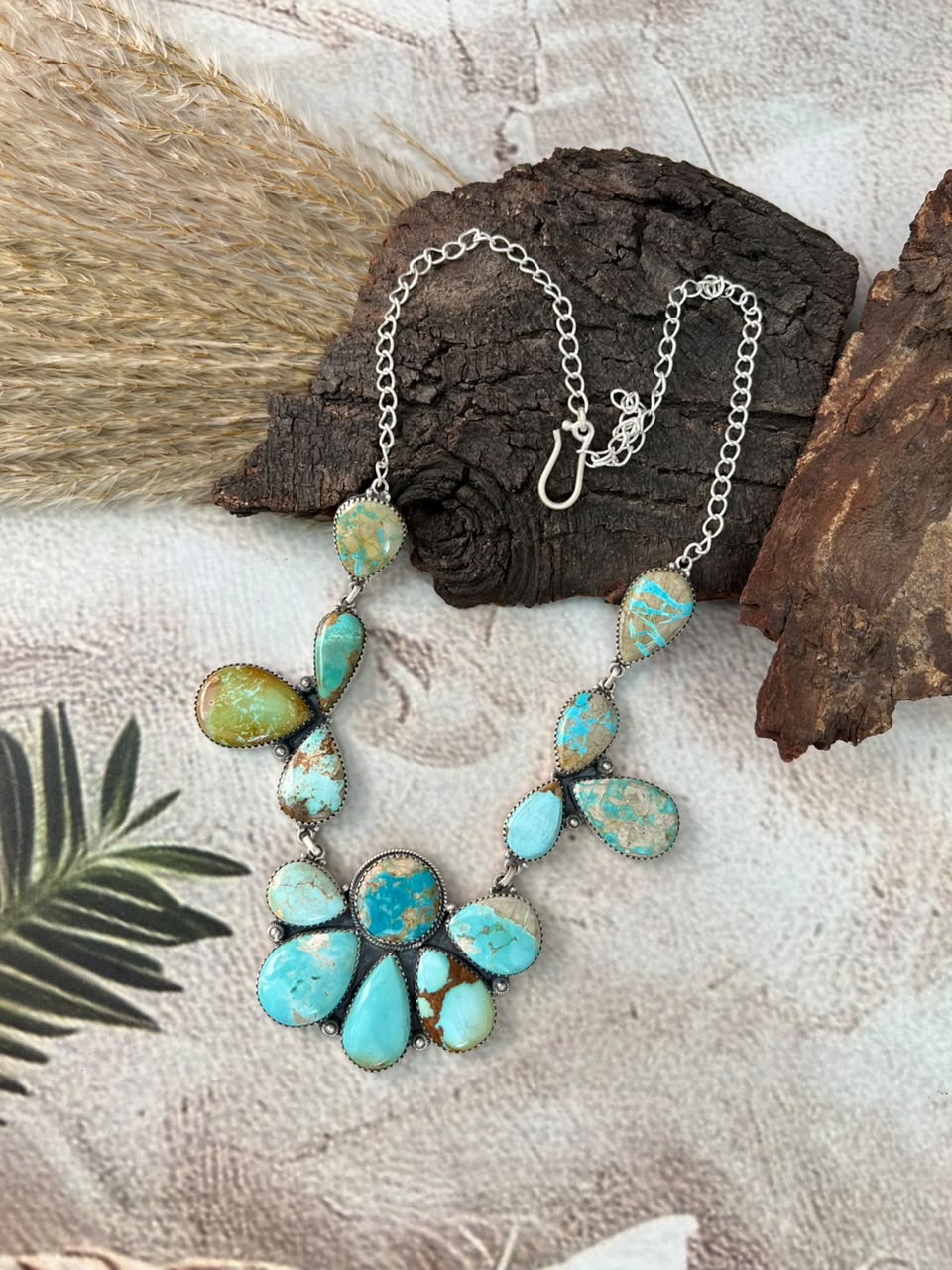 Handmade Sterling Silver Royston Turquoise Necklace Signed Nizhoni