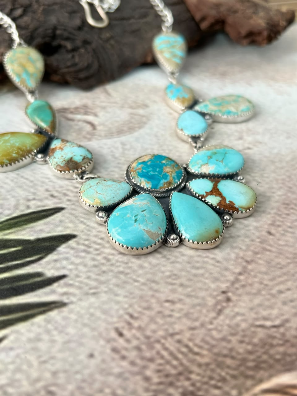 Handmade Sterling Silver Royston Turquoise Necklace Signed Nizhoni