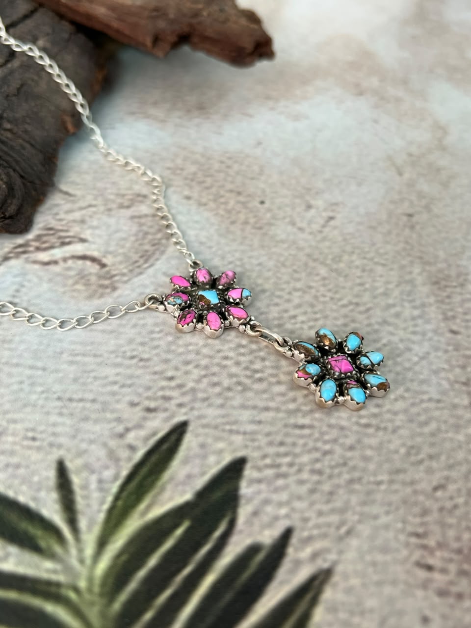Handmade Sterling Silver Cotton Candy Necklace Signed Nizhoni