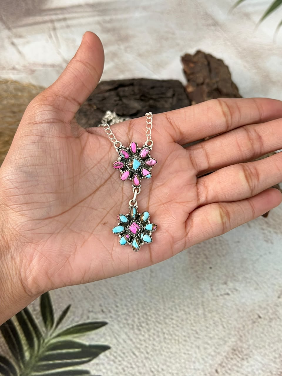 Handmade Sterling Silver Cotton Candy Necklace Signed Nizhoni