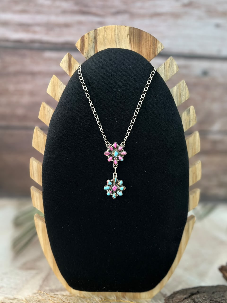 Handmade Sterling Silver Cotton Candy Necklace Signed Nizhoni