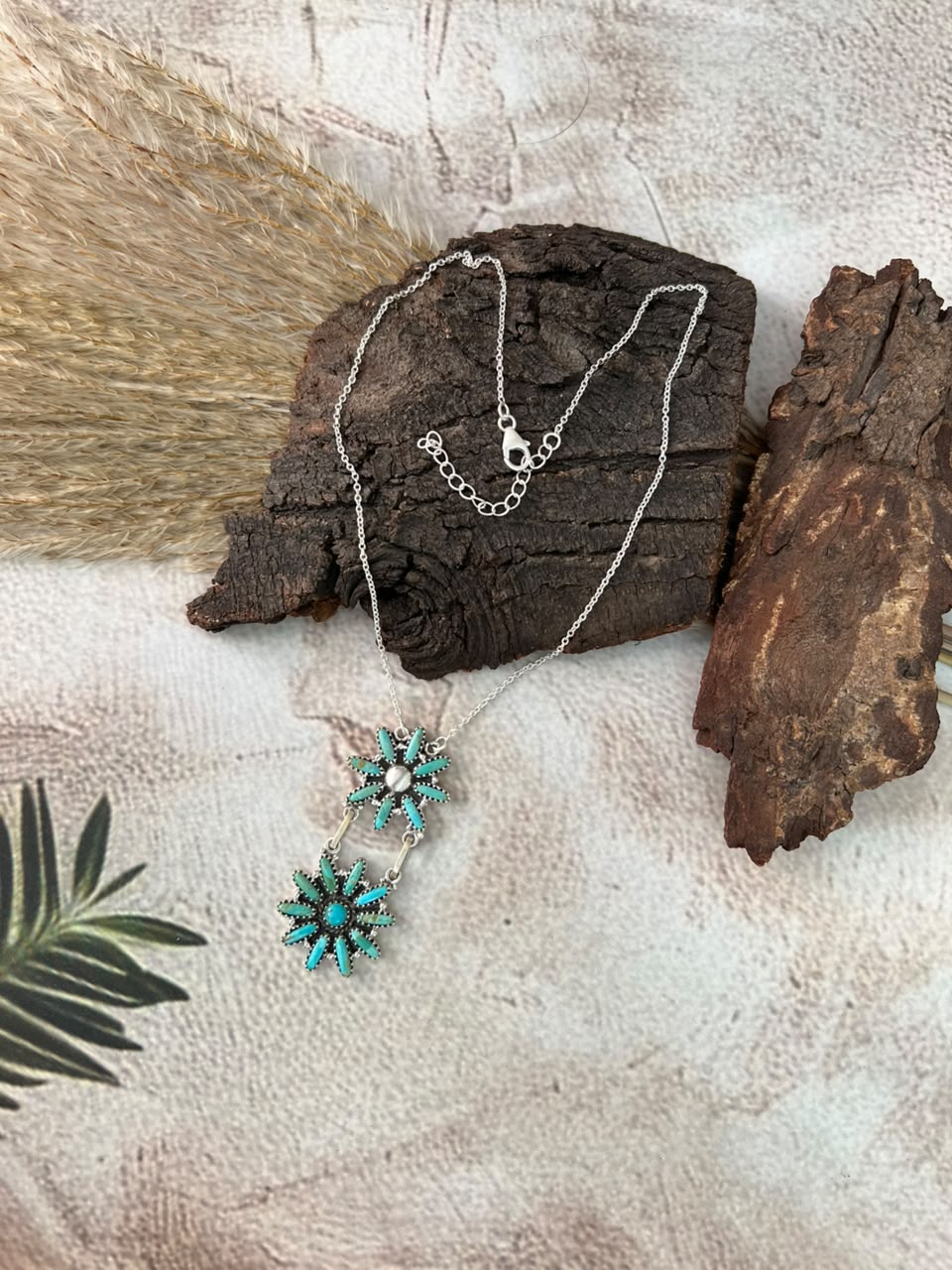 Handmade Sterling Silver Kingman Turquoise Necklace Signed Nizhoni