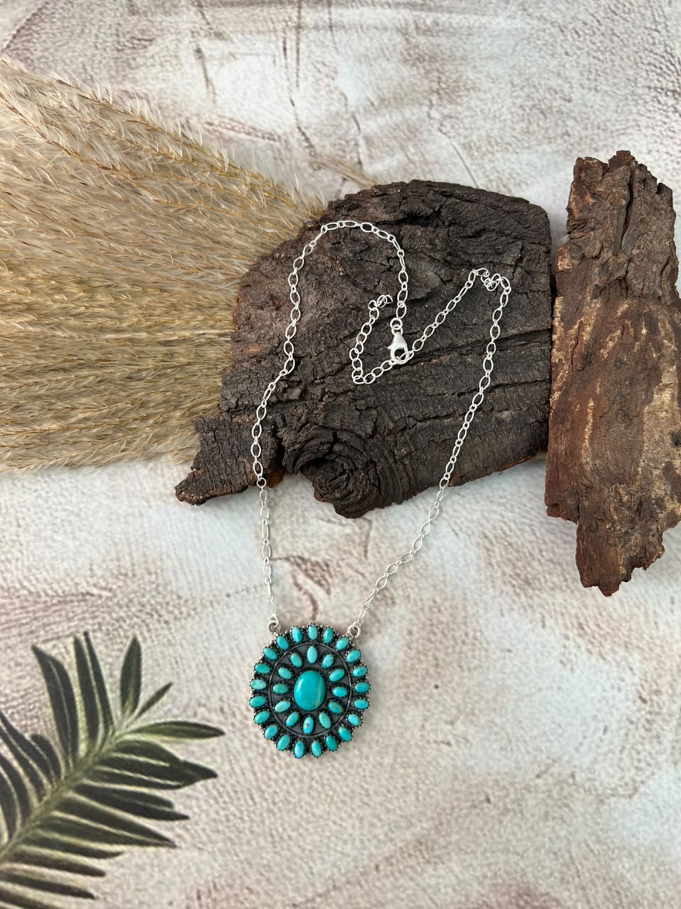 Handmade Sterling Silver Kingman Turquoise Necklace Signed Nizhoni