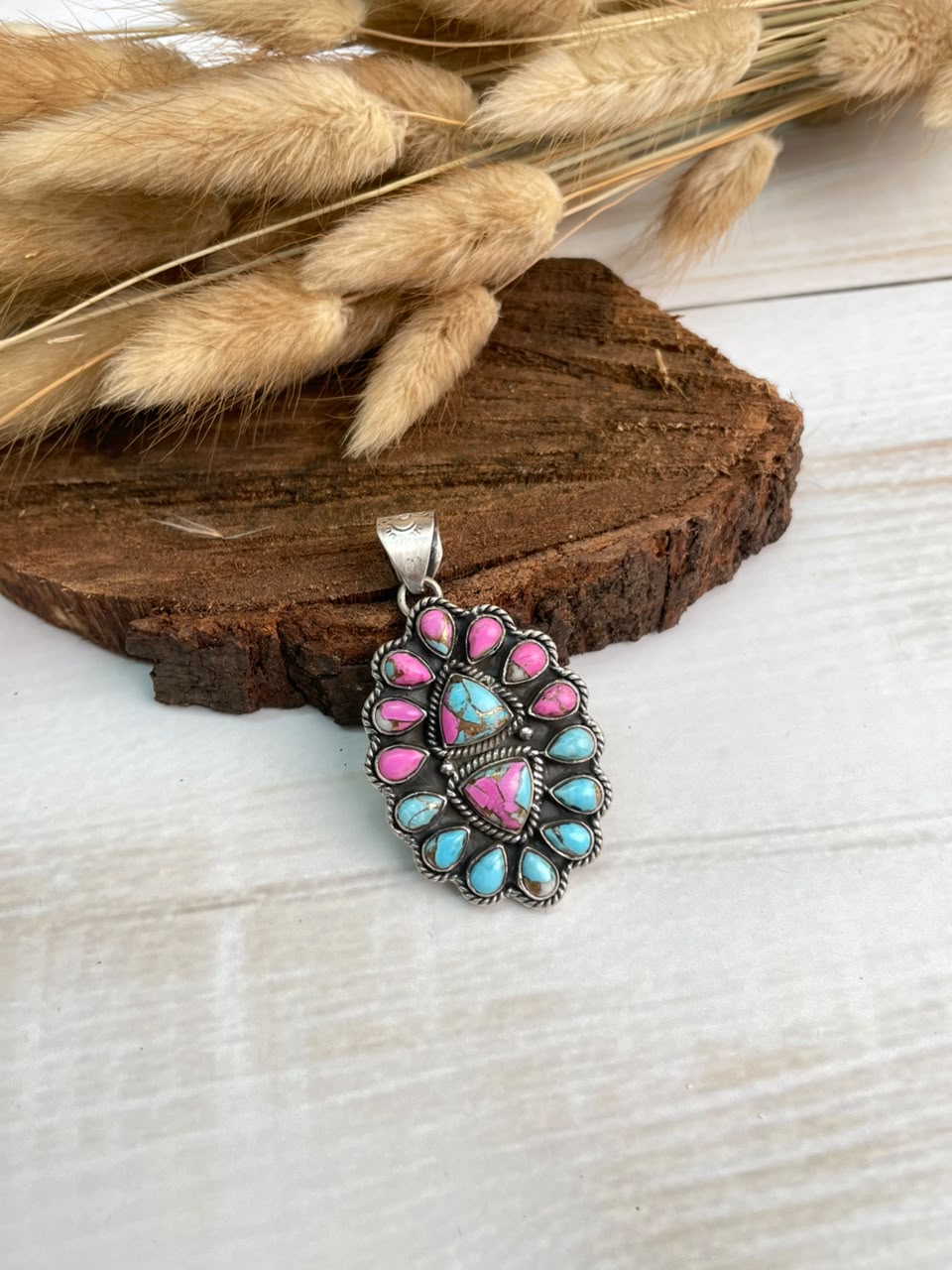 Handmade Sterling Silver Cotton Candy Pendant Signed Nizhoni