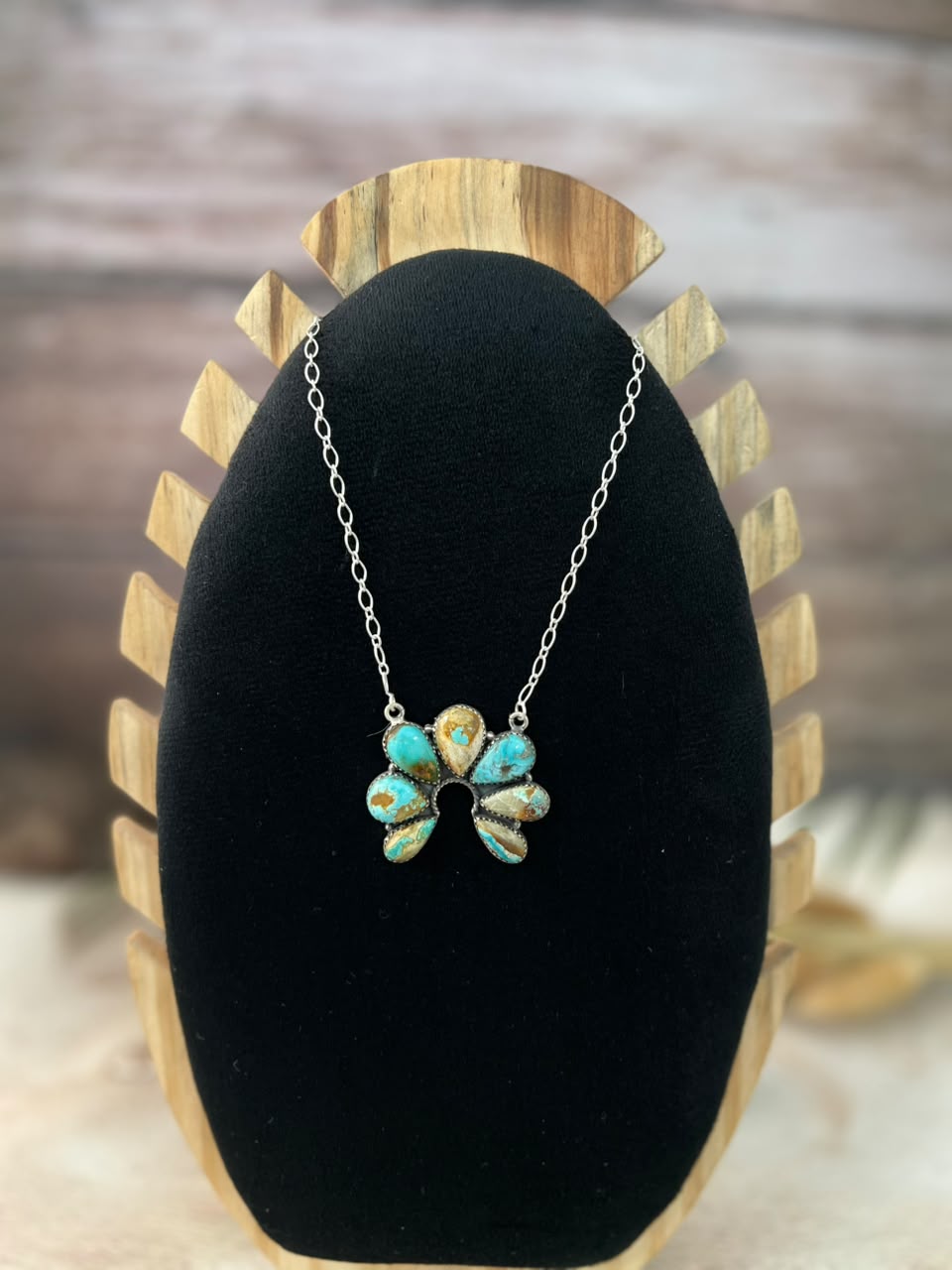 Handmade Sterling Silver Royston Turquoise Naja Necklace Signed Nizhoni