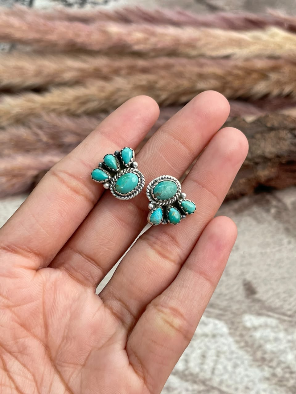 Handmade Sterling Silver Kingman Turquoise Adjustable Ring Signed Nizhoni
