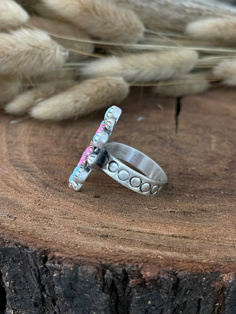 Handmade Sterling Silver Cotton Candy Adjustable Ring Signed Nizhoni