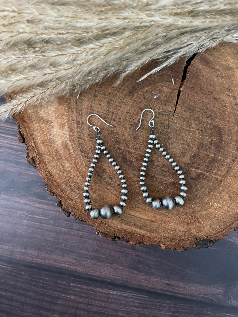 Handmade Sterling Silver Hook Dangle Beaded Earrings