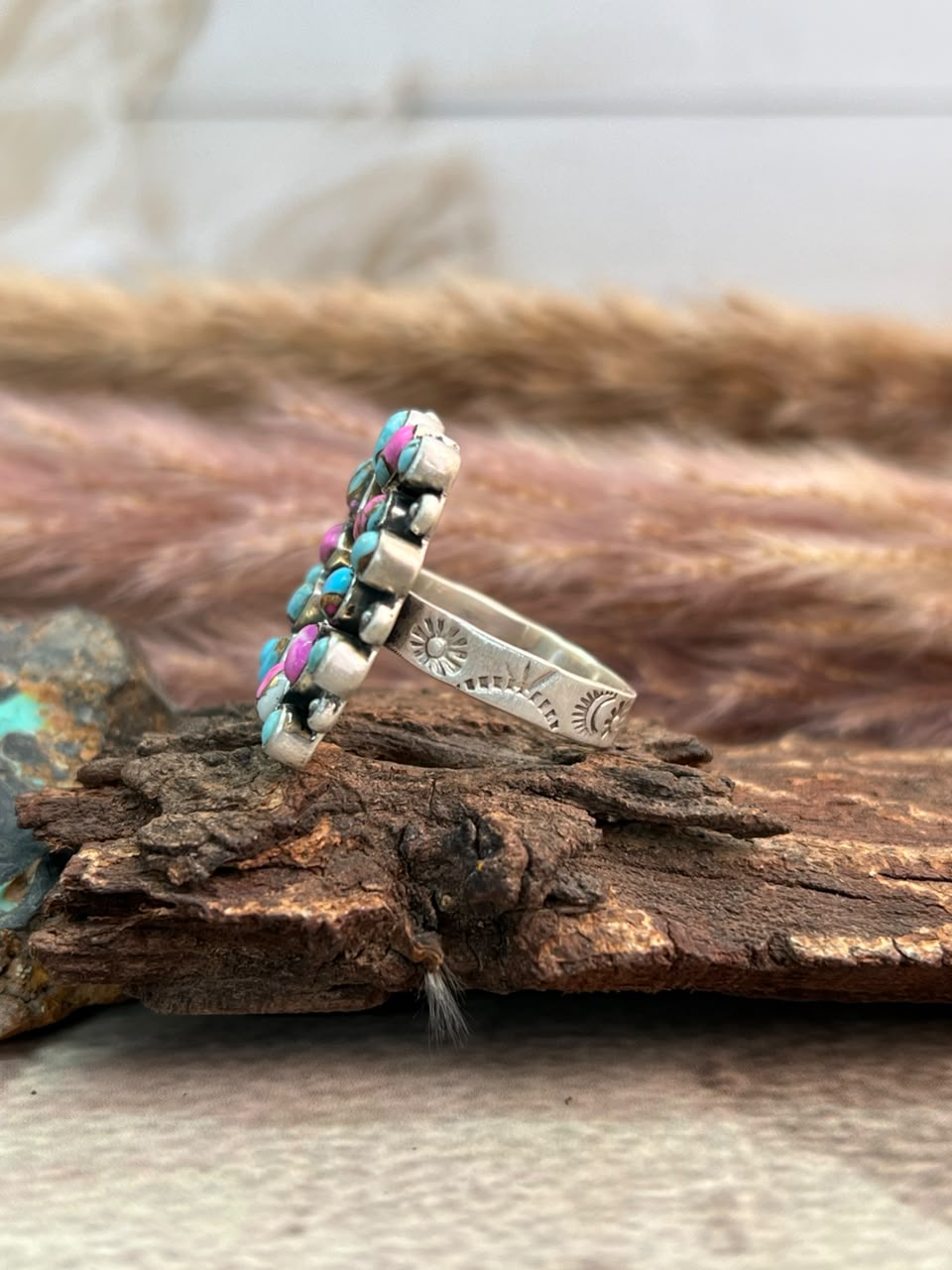 Handmade Sterling Silver Cotton Candy Adjustable Ring Signed Nizhoni
