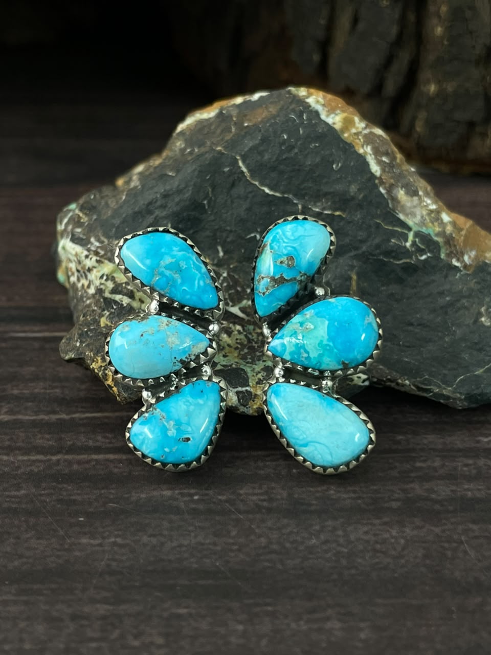 Handmade Sterling Silver Sierra Bella Turquoise Post Studs Earrings Signed Nizhoni