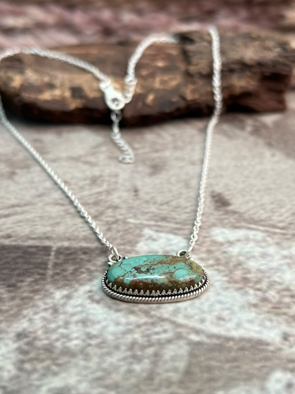 Handmade Sterling Silver Manassa Turquoise Necklace Signed Nizhoni